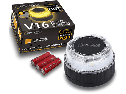 Baliza V16 - NK SOS Road Connected V16, Luz emergencia, Conectada con DGT, Señalización y geoposicionamiento, Homologado DGT, Visión 360º, Negro
