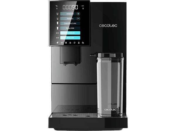 Cafetera superautomática - Cecotec Cremmaet CompactCcino Black, 19 bar, 1350 W, 400 ml, Altura regulable, Display táctil, Molinillo integrado, Black