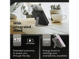 Powerbank - CellularLine Mag Stand, 10000 mAh, 20 W, Carga inalámbrica, USB C, Negro