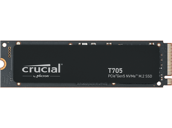 Disco duro SSD interno 2 TB - Crucial T705 PCIe Gen5 NVMe M.2, Interno, Velocidad de lectura 13.600 MB/s, Negro