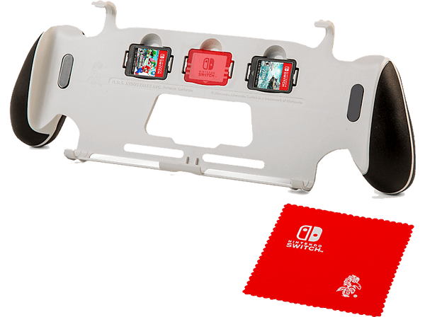 Accesorios Nintendo Switch - Ardistel GAME TRAVELER® GoPlay Gripstand NNS93: Soporte, Funda para tarjeta y Gamuza, Blanco
