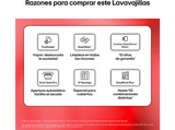 Lavavajillas - LG DF587HHS, 14 servicios, 10 programas, 60 cm, QuadWash™, Tercera Bandeja, ThinQ™, Blanco