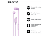Auriculares de botón - Sony IER‑EX15C, con Micrófono, USB-C, iPhone/Android/Portátil/PC, Ligero, Graves potentes, Ideal para viajar/uso diario, Rosa