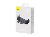 Soporte de móvil para coche - Baseus Steel Cannon 2, Universal, Para rejilla de coche, Clip doble con revestimiento de silicona, Rotación 360º, Negro
