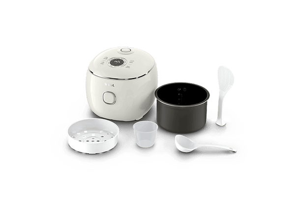 Arrocera - Tefal Multifunción POP, 0.7 L, Hasta 4 raciones,  Tecnología Smart  NFC, Compacta, Bol Antiadherente,  Cesta vaporera, 8 programas, Blanco