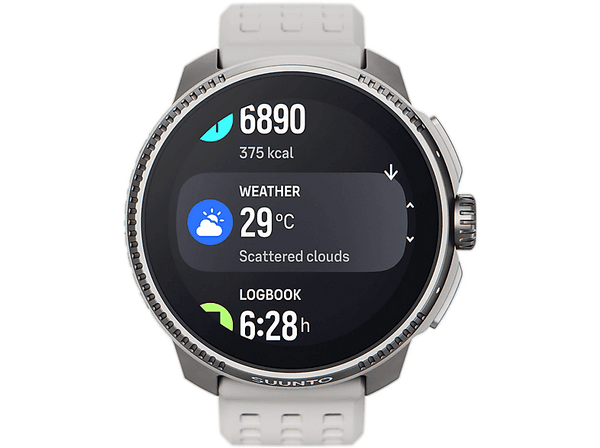 Reloj deportivo - Suunto Race Birch, White, 22mm, 1.43", Silicona, 16 días Autonomía, AMOLED