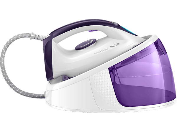 Centro de planchado - Philips GC6720/30, 2400 W, 300 g/min, 5.2 bar, Suela de cerámica, Blanco y Morado