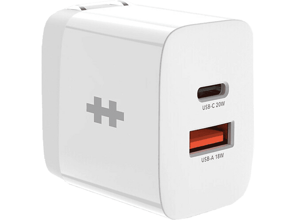 Cargador de pared - Hyper USB-C de 20W, USB-A, Universal, Blanco