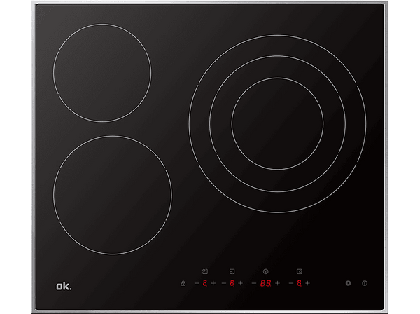 Placa vitrocerámica - OK OBH 2611-1, 3 zonas, Zona grande 30 cm, 51.7 cm, Negro