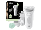 Depiladora - Braun Silk·épil 7 7-081 SkinSpa, Tecnología MicroGrip, Luz SmartLight, Wet&Dry, Piel suave duradera, Todo en uno, Plata