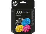 Cartucho de tinta - HP 308, 6L6S6UE, 3ml+3ml, 160 páginas en negro, 120 páginas en tricolor, Negro y Tricolor