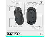 Ratón inalámbrico - Logitech Pop, 4000 ppp, Easy-Switch, Bluetooth, SmartWheel, Botones personalizables, Tecnología Silent Touch, PC-Mac, Negro