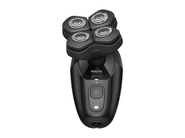 Afeitadora - Philips Head Shaver Pro 5000 Series HS5980/15, Cabezales flexibles 360º, Power Adapt, Autonomía de 60 min, Uso Seco y Húmedo, Negro