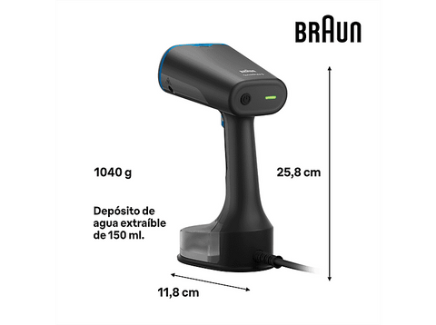 Plancha de vapor vertical - Braun QuickStyle 5 GS5031BL, 1200 W, 150 ml, Calentamiento rápido, Vapor 25g/min, Negro, Azul