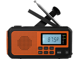 Radio portátil - NK FA350044, Altavoz 3W, Linterna, ABS, AM/FM/SW, DC5V 2A/Panel solar/Baterías AAA, Pantalla LCD, Naranja