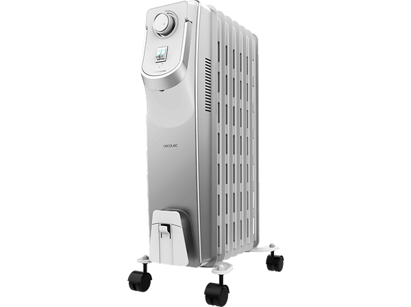 Radiador de aceite - Cecotec ReadyWarm 7000 Space 360º, 7 Elementos, 1500 W, 3 Niveles, Blanco