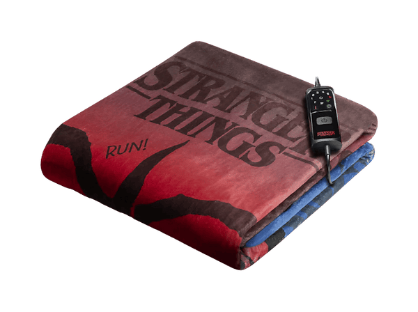Manta eléctrica - Daga Stranger Things cm 160x120, 150 W, 6 Temperaturas, Sistema Electro Block, Rojo y azul