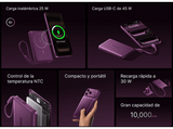 Powerbank - Baseus PicoGo AM52, 10000 mAh, 45 W, Qi2.2 de 25W, USB-C, Carga inalámbrica, Carga rápida, Multidispositivo, Certificado CCC, Dark Cherry
