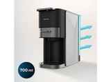 Cafetera de cápsulas - Cecotec FreeStyle Compact Dark, 4 en 1, Café molido y multi-cápsulas, 1200 W, 20 bares, 700 ml, Compacta, 2 tazas, Black