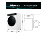 Lavadora carga frontal - Hisense WF5I1245BWR, 12 kg, 1400 RPM, 18 programas, Fondo reducido 55.5 cm, Autodosificación, Blanco