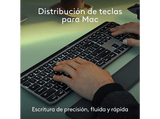 Teclado inalámbrico - Logitech MX Keys S para Mac, Bluetooth, Retroiluminación, Teclas personalizables, Multidispositivo, Accesos directos, Gris