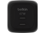 Cargador de pared - Belkin WCH020KQBK, Universal, 2x USB-C, 67W, Carga Rápida, Negro