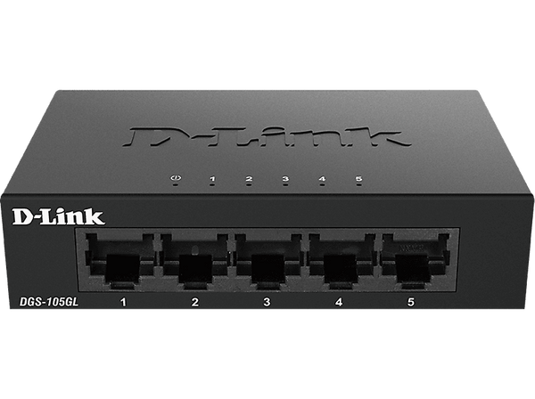 Switch - D-Link DGS-105GL, 5 Puertos, sin gestión, Gigabit Ethernet LAN, RJ-45, Plug&Play, Negro
