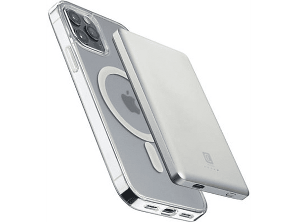 Powerbank - CellularLine Mag Lite5000, Universal, 5000 mAh, 2 entradas USB-C, Blanco