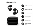 Auriculares True Wireless - Sony LinkBuds Clip, estilo abierto, 3 modos de escucha, IPX4, llamadas nítidas, 37 horas, IA, Táctil, iOS/Android, Negro
