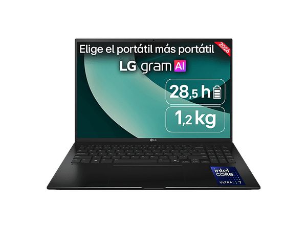 Portátil - LG 16ZD90TL-G.AX85BN Copilot+ PC, 16" WQXGA, Intel® Core™ Ultra 7 258V 47 TOPS, 32GB, 512GB SSD, Arc™ Onboard Graphics, SinSO, Sin cargador
