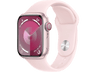 Apple Watch Series 9 (2023), GPS+CELL, 41 mm, Gesto de doble toque, Caja de aluminio rosa, Correa deportiva rosa, Talla S/M