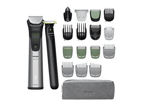 Afeitadora corporal - Philips MG9558/15, 15 Accesorios, 120 min Autonomía, Cara, Cabeza y Cuerpo, Peine-guía de precisión de alta calidad, Gris