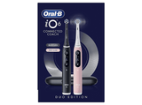 Cepillo eléctrico -  Oral-B iO 6s, Pack doble,  5 modos, Seguimiento con app, Pantalla interactiva, Sensor de presión, Estuche de viaje, Negro y rosa