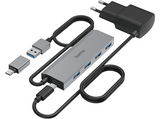 Hub - Hama 00200138, 4 Conexiones, 5 Gbit/s, Antracita