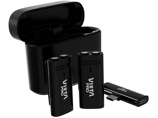 Micrófono - Vieta Influencer VM-MF040BK, Inalámbricos, Tecnología ENC, Autonomía 10 horas, Negro