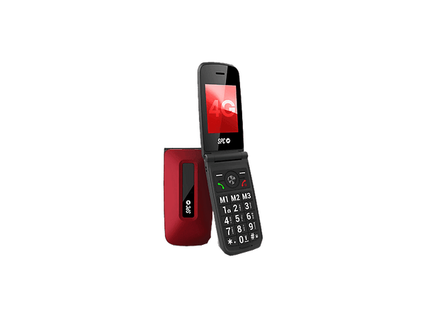 Móvil - Spc Titan 2, Rojo, 48 MB, 1000 mAh, 1 Semana de Batería, Volumen 105dB(A), Pantalla 2.4", IP44, Botón ICE + Smart Help
