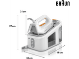 Centro de planchado - Braun CareStyle 3 IS3132WH, 2400 W, 2 l, 6 bar, 400 g/min potencia de vapor, Suela FreeGlide 3D, Blanco/Gris