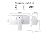 Monitor gaming - LG 34GX90SA-W, 34 WQHD 4K, 240 Hz, 0.03 ms, OLED curvo 800R, AMD FreeSync™, USB-C, Altavoces integrados, Altura ajustable, Blanco