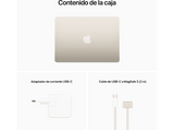 Apple MacBook Air (2022) MLY23Y/A, 13.6 Retina, Chip M2 Apple, CPU de 8 núcleos, GPU de 10 núcleos, 8GB RAM, 2TB de SSD, USB-C 35W, Blanco estrella
