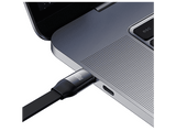 Cable USB - Baseus 3-en-1 Bright Mirror, 100W, Cable retráctil, Carga rápida multidispositivo, USB-C a USB-C-Lightning-Micro, 110 cm, Negro