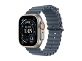 Apple Watch Ultra 3 (2025), GPS+CEL, 49 mm, Caja de Titanio Natural, Correa Ocean Band Azul náutico, Calidad del sueño, Via satélite, 42h Autonomía