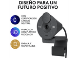 Webcam - Logitech Brio 300, Full HD, Micrófono con reducción de ruido, USB-C, Corrección de luz, Windows, Mac, Obturador de privacidad, Negro