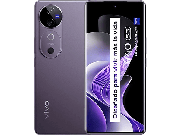 Móvil - vivo V40, Morado, 512 GB, 12 GB RAM, 6.78" AMOLED, Qualcomm Snapdragon® 7Gen3 , 5500 mAh, Android
