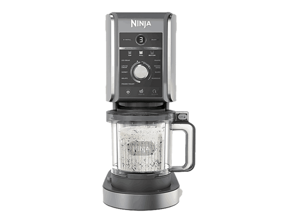 Heladera - Ninja CREAMi Deluxe 10-en-1, 10 programas, 2 tarrinas de 706ml, Tecnología avanzada Creamify, Plata