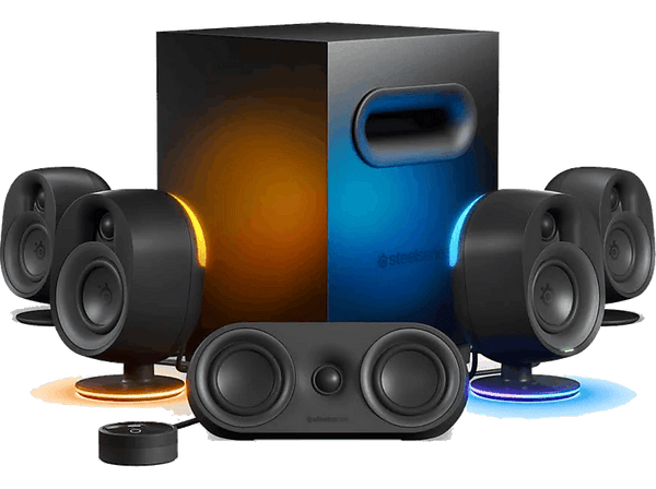 Altavoces para PC - Steel Series Arena 9, Subwoofer, Gaming 5.1 RGB, Negro