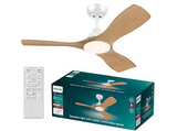 Ventilador de techo - Philips Olas 28 W + 24 W, LED, 3 Velocidades, Blanco/Madera