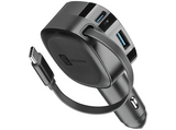 Cargador coche - Cellularline ROLL, Retráctil, 30 W, Tipo C, Universal, Negro