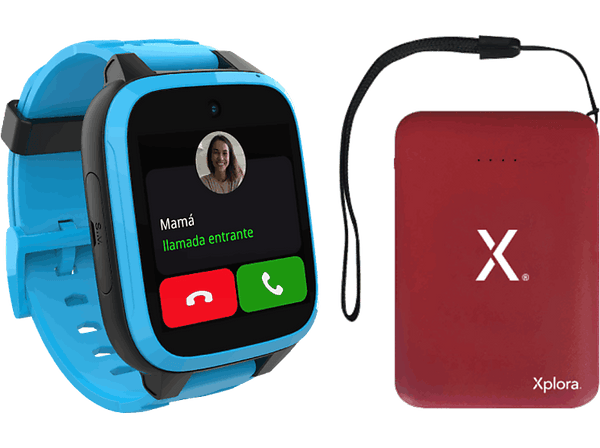 Smartwatch infantil + Powerbank - Xplora XGO3, 1.3", 128 MB, Cámara 2 MP, Autonomía 3 días, 4G, Botón SOS, Geolocalización, Azul