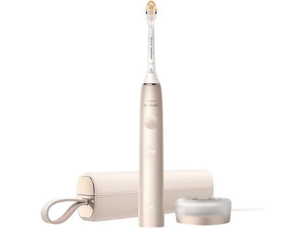 Cepillo eléctrico -  Philips DiamondClean Prestige 9900  HX9992/11, Tecnología SenseIQ, Sensor de presión, 5 modos, Dorado champán