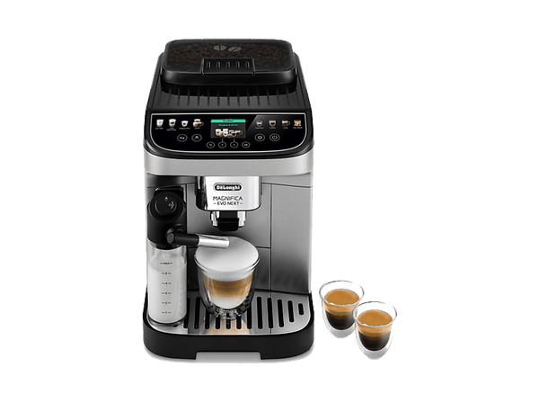 Cafetera superautomática - De'Longhi Magnifica Evo Next ECAM 310.80.SB, 1450 Watt, 15 bar, Molinillo integrado, Depósito de leche, Plata/Negro